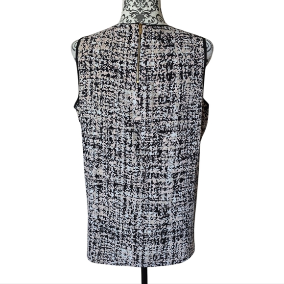 Calvin Klein pink and white sleeveless blouse black trim size large - Picture 3 of 12